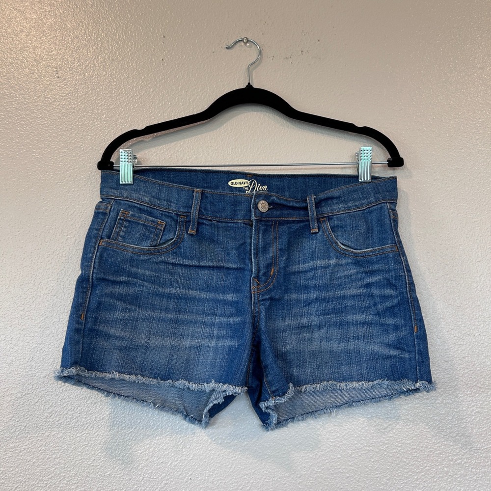 Old Navy The Diva Cut Off Denim Shorts Blue Mid Rise Women's Size